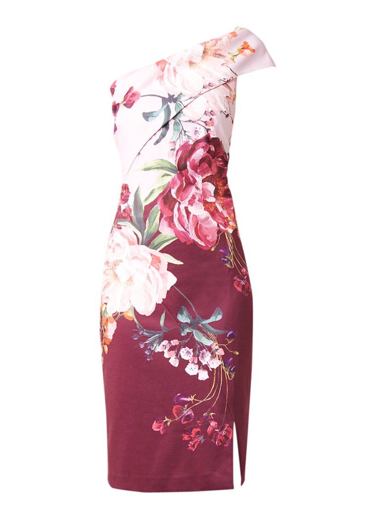 Ted Baker Irlina one shoulder jurk met bloemenprint roze