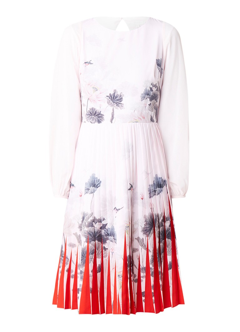 Ted Baker Prticha A-lijn jurk met bloemenprint en plissé roze