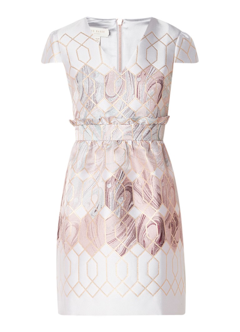 Ted Baker Ingrida A-lijn jurk met metallic detail lichtgrijs