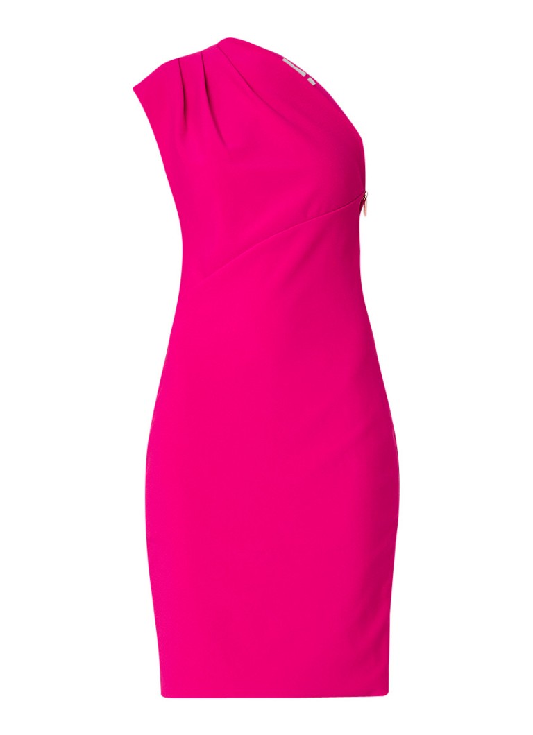 Ted Baker Bettiea one shoulder jurk met doorlopende rits fuchsia