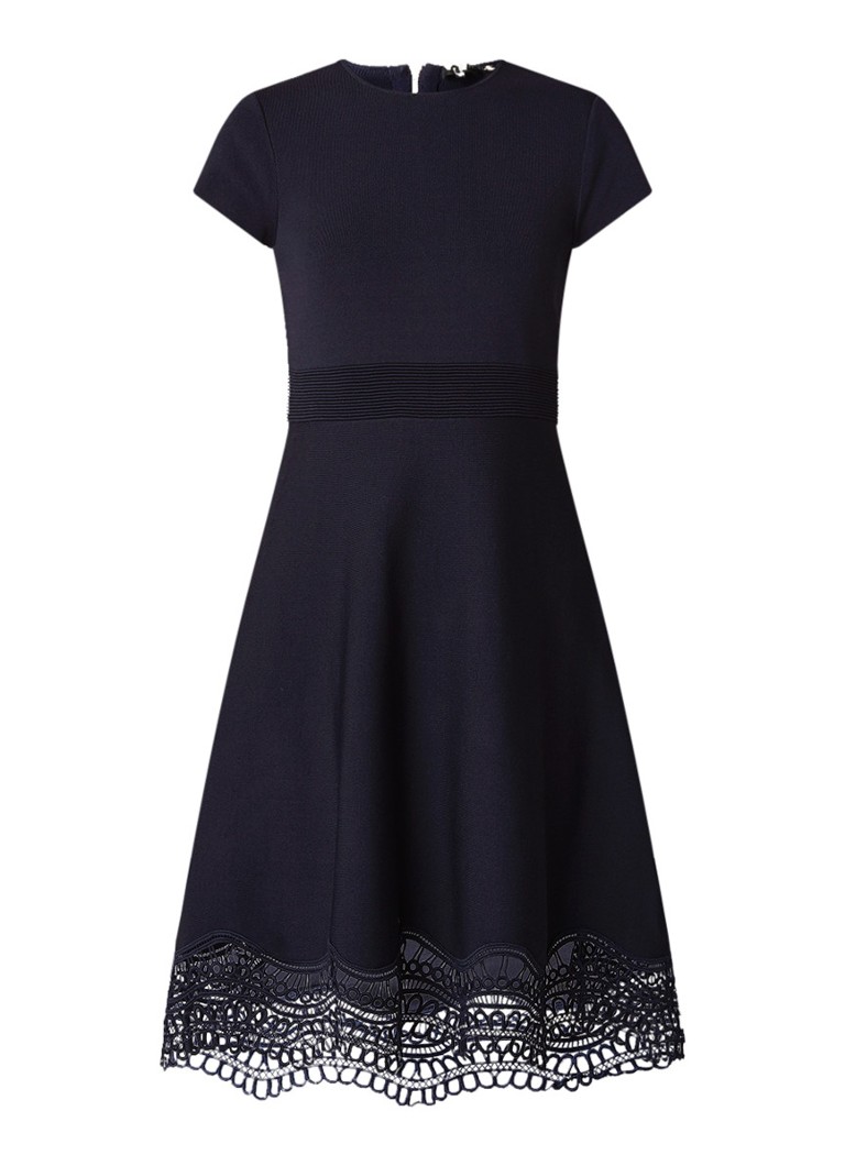 Ted Baker Ellijo A-lijn jurk met broderie detail donkerblauw