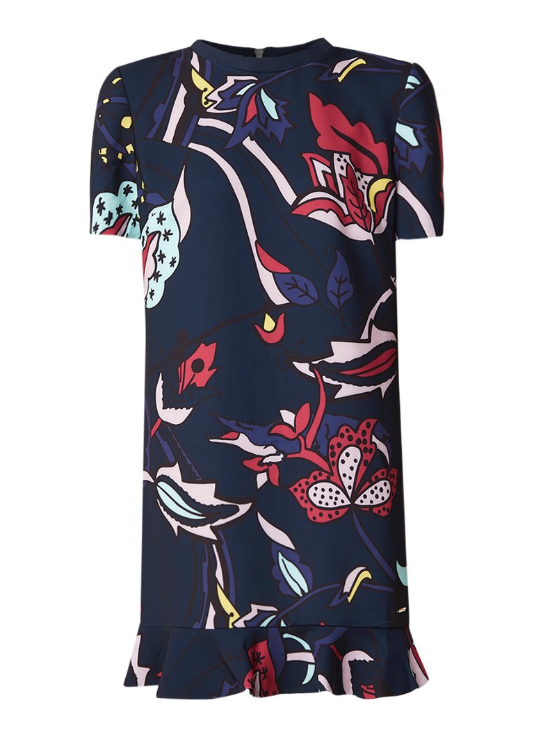 Ted Baker Carleea tuniekjurk met print en volantzoom donkerblauw