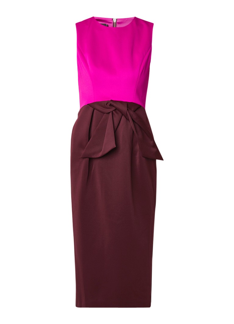 Ted Baker Nikkita kokerjurk met contrast en strikdetail aubergine