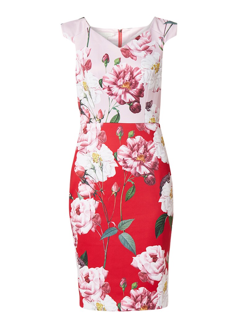 Ted Baker Iguza midi-jurk met bloemendessin rood