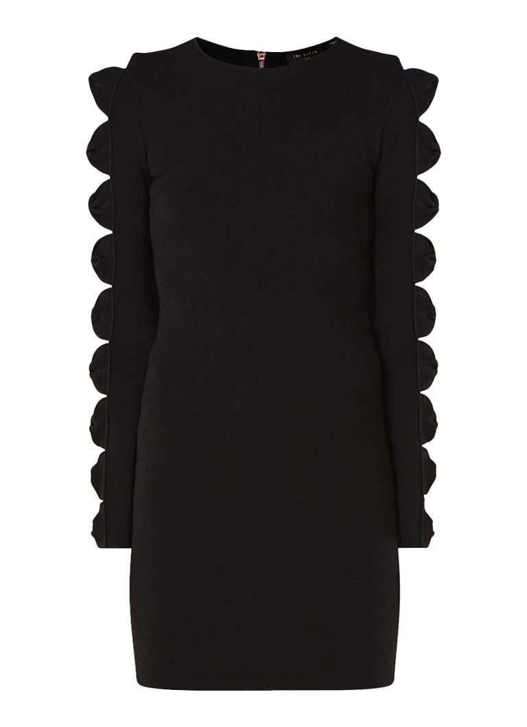 Ted Baker Jayney ribgebreide mini-jurk met opengewerkte details zwart