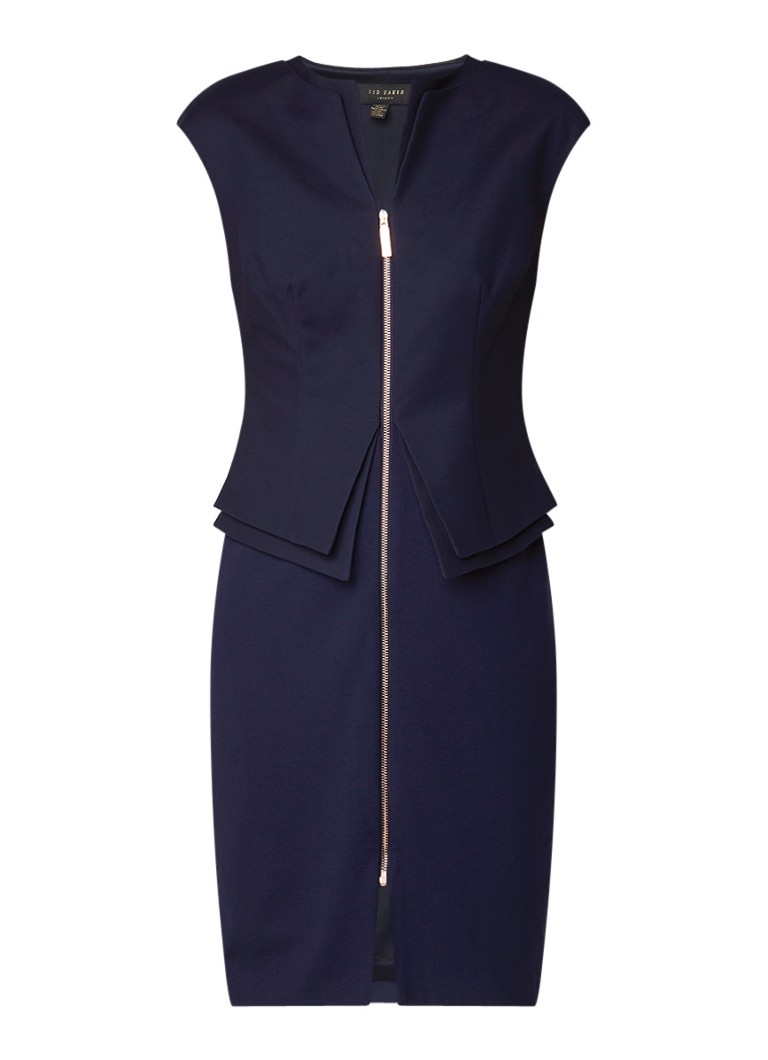 Ted Baker Kwyli kokerjurk met peplum en contraststof donkerblauw