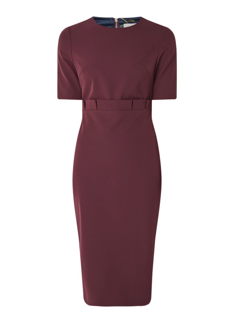 Ted Baker Magid kokerjurk van stretchjersey met plissÃ© detail aubergine