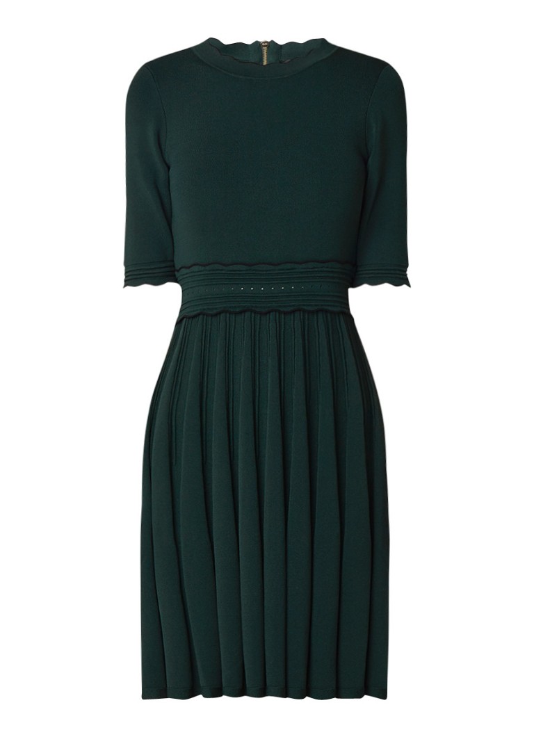 Ted Baker Dorlean skaterjurk met plissé detail donkergroen