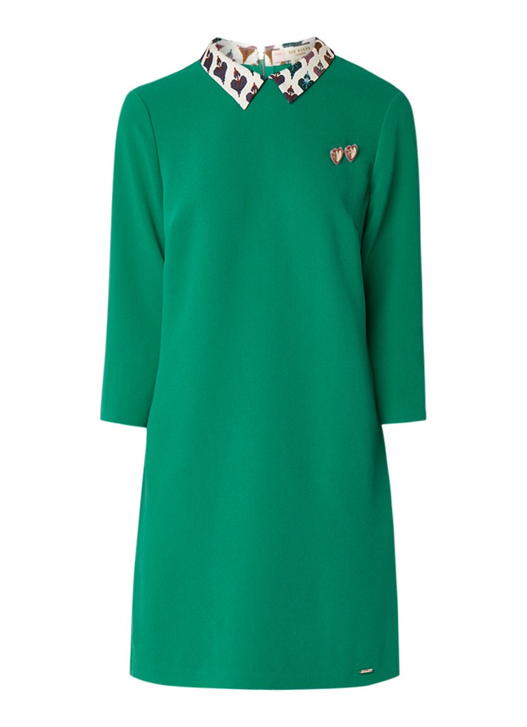 Ted Baker Shiftjurk met contrasterende kraag en driekwart mouw groen