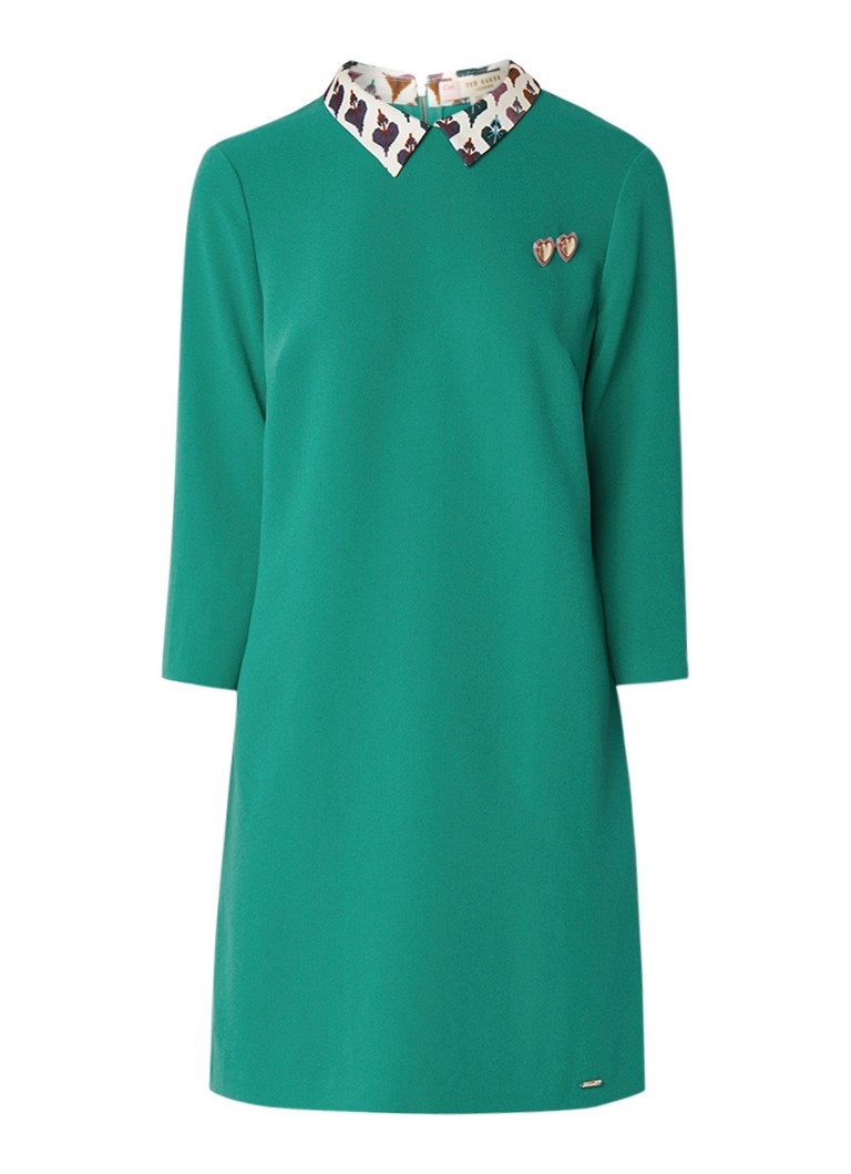 Ted Baker Shiftjurk met contrasterende kraag en driekwart mouw groen