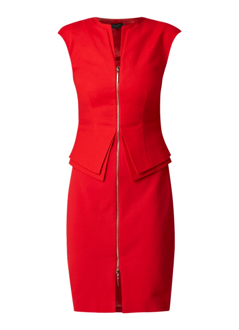 Ted Baker Kwyli kokerjurk met peplum en contraststof rood