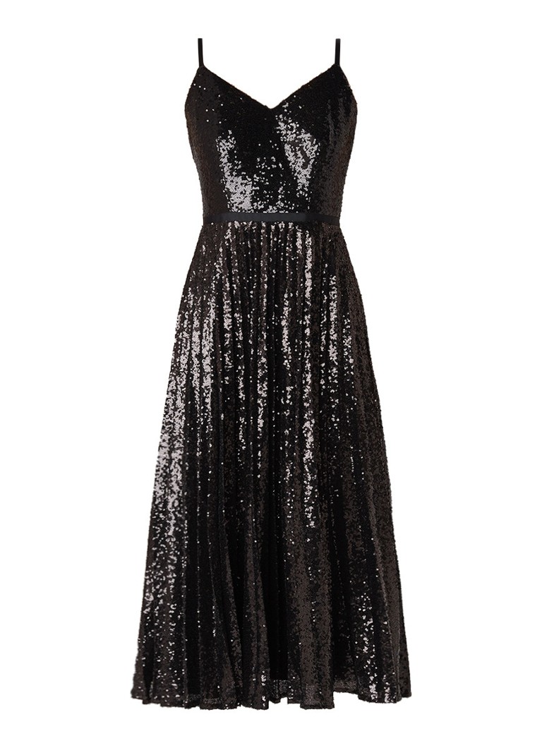 Ted Baker Etta midi-jurk met geplisseerde rok en pailletten zwart