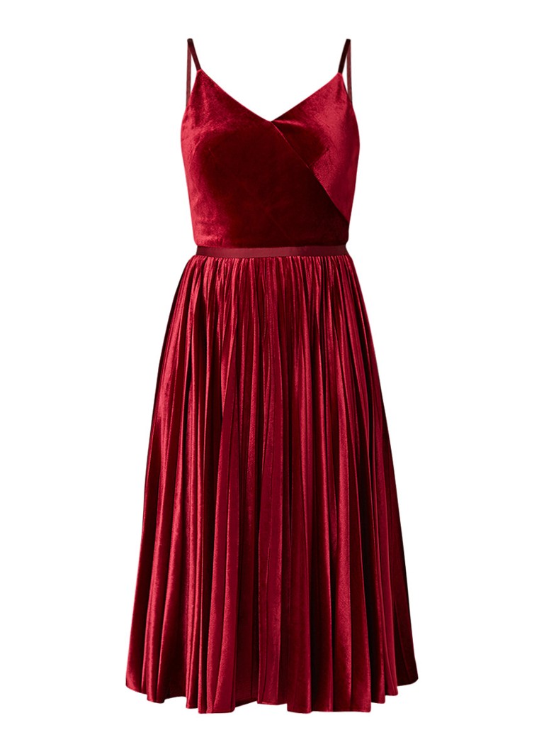 Ted Baker Maaron A-lijn jurk van fluweel met plissÃ© bordeauxrood
