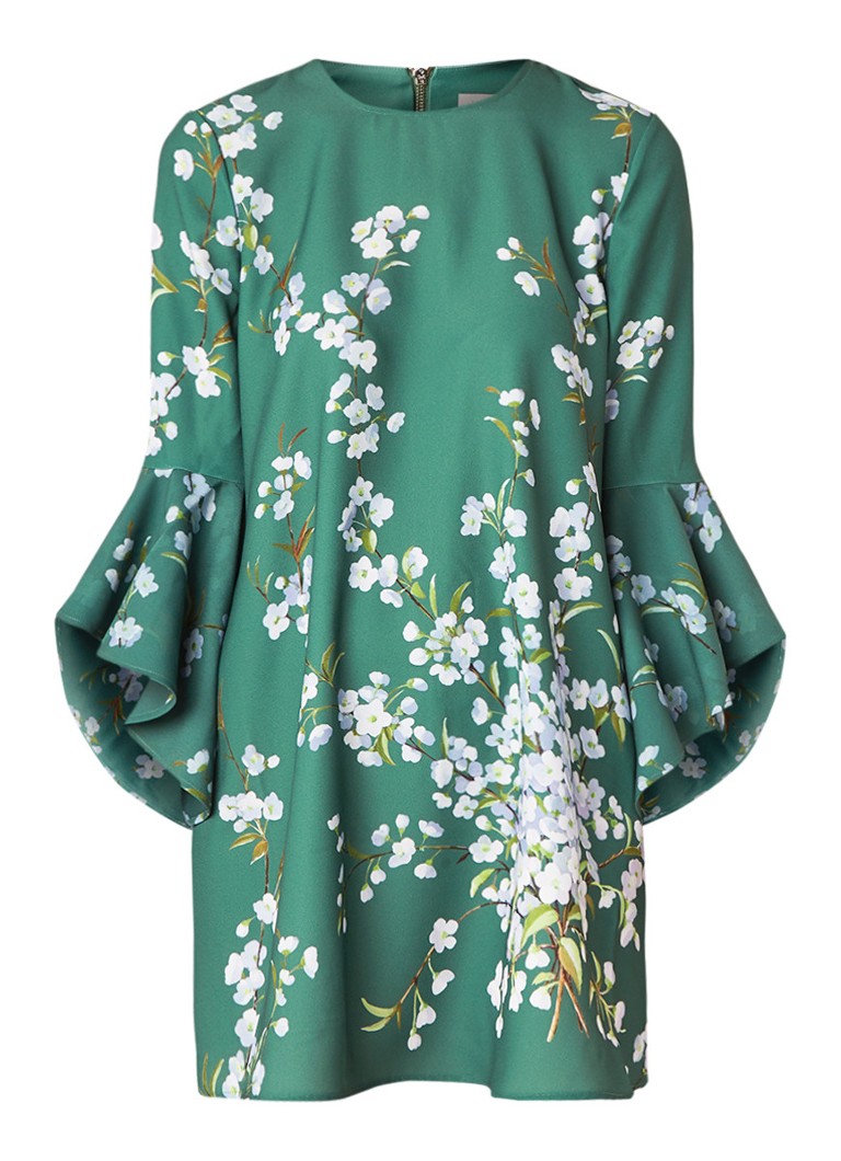 Ted Baker Chicago tuniekjurk met bloemendessin en volantmouw groen