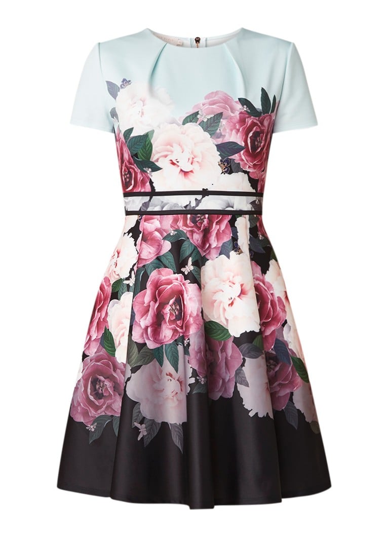 Ted Baker Wilmana A-lijn jurk van neopreen met bloemendessin mint