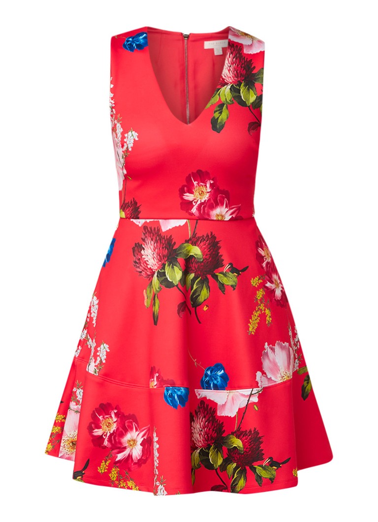 Ted Baker Kinle neopreen midi-jurk met bloemendessin rood