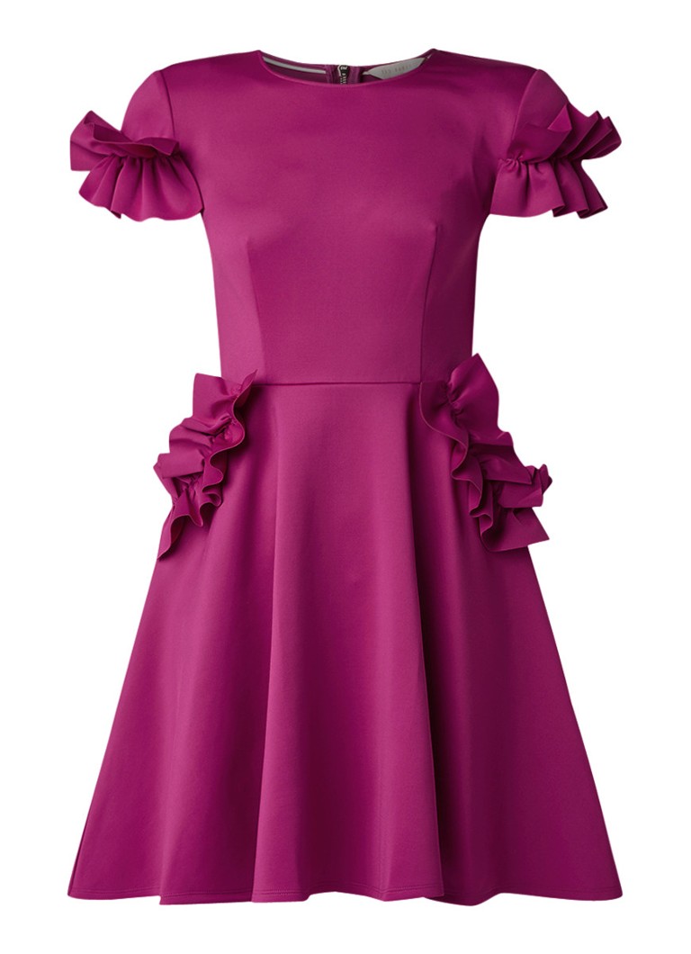 Ted Baker Luucie mini-jurk met ruches en steekzakken fuchsia