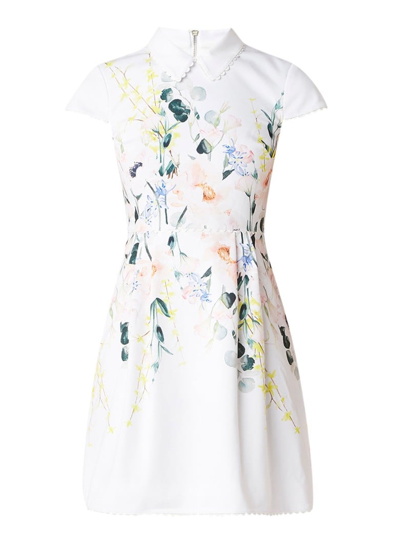 Ted Baker Charsy mini A-lijn jurk met bloemendessin wit