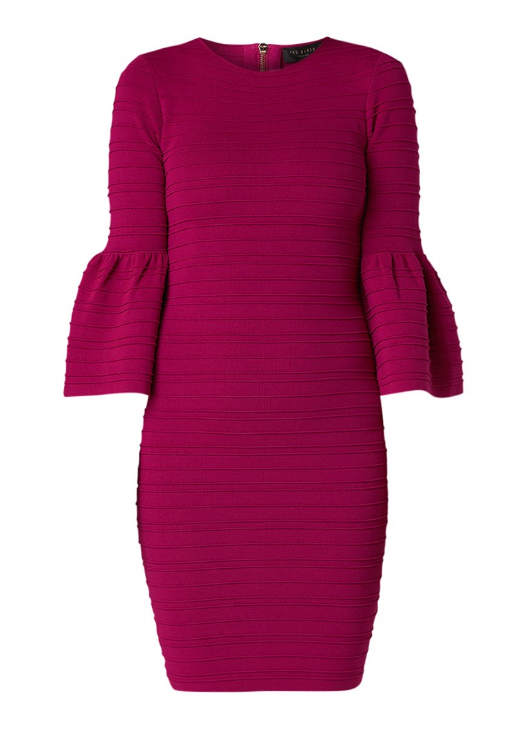 Ted Baker Yansiaa bodycon mini-jurk met trompetmouw fuchsia