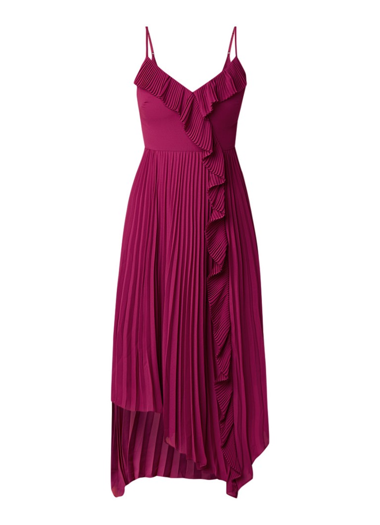 Ted Baker Kattyy midi-jurk met volant en plissÃ¨ fuchsia