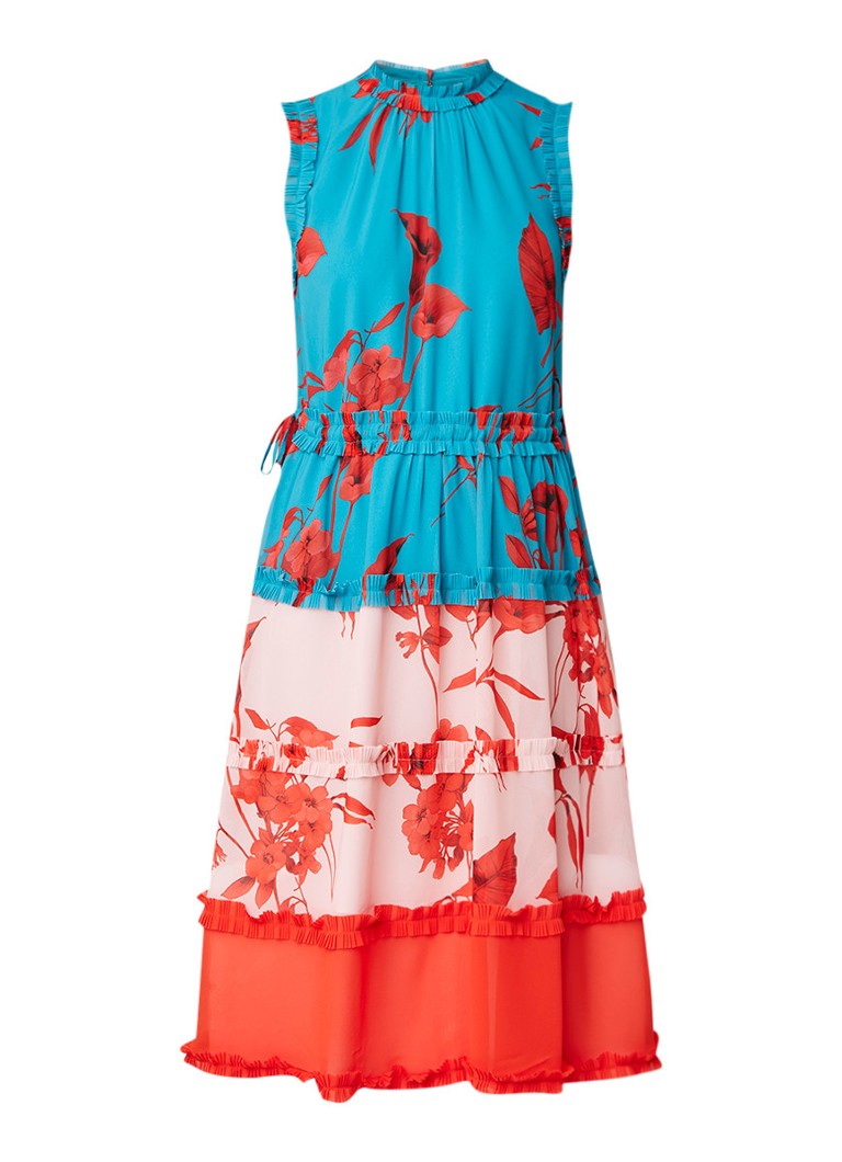 Ted Baker Camelis midi-jurk met ruches en bloemendessin multicolor