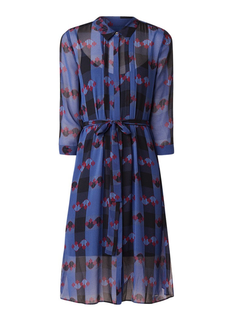 Ted Baker Laven semi-transparante blousejurk met dessin blauw