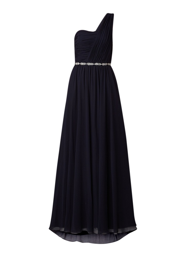 Ted Baker One shoulder galajurk met plissÃ© en ceintuur donkerblauw