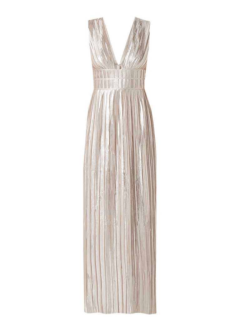 Ted Baker Aleccia maxi-jurk met plissÃ© en metallic finish zilver