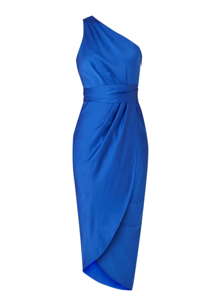 Ted Baker Gabie one shoulder jurk van satijn met strikceintuur blauw