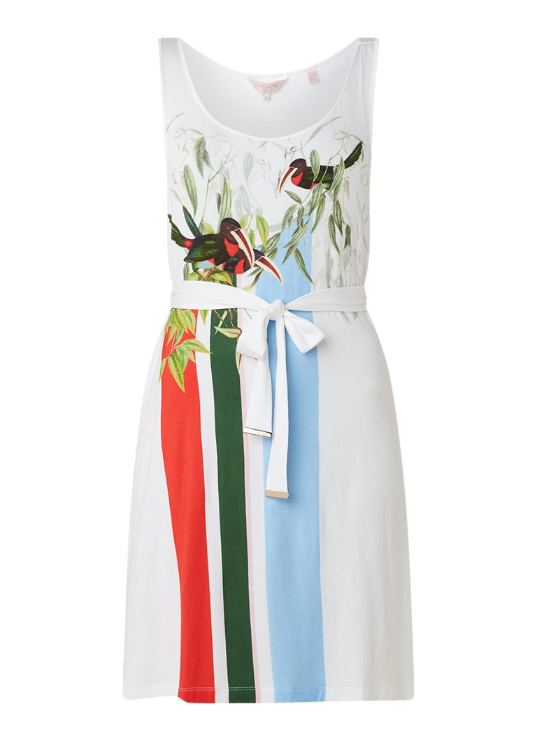 Ted Baker Anneiy tuniekjurk met dessin en strikceintuur wit