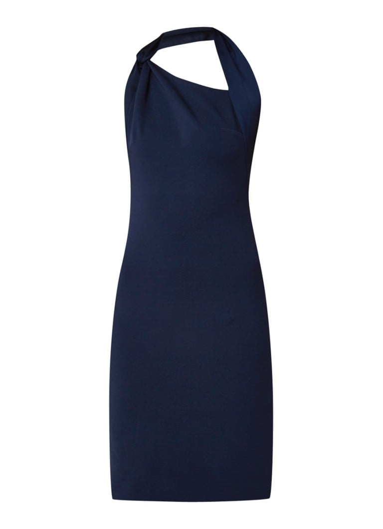Reiss Varesse midi-jurk met asymmetrische halslijn donkerblauw