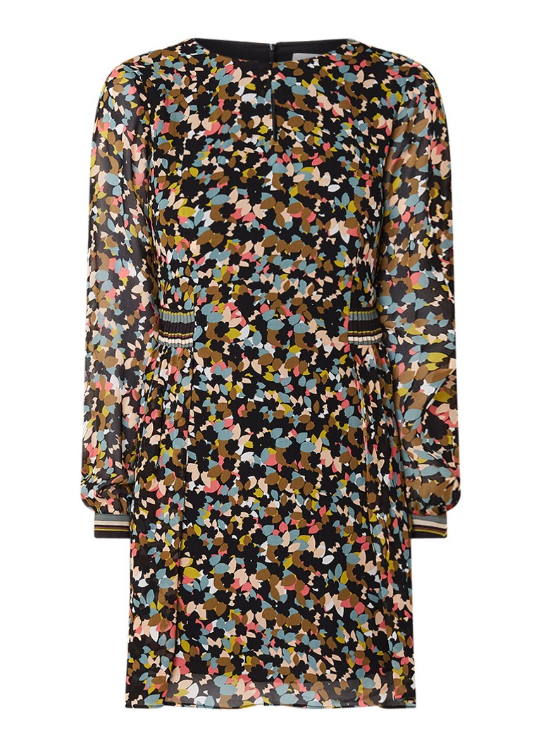 Reiss Martina mini blousejurk met abstract bloemendessin multicolor