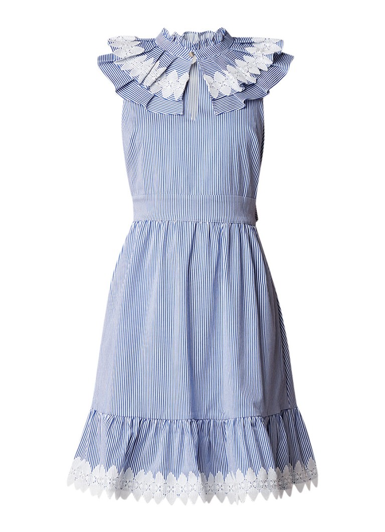 Ted Baker Kikki A-lijn jurk met streepdessin en kant kobaltblauw