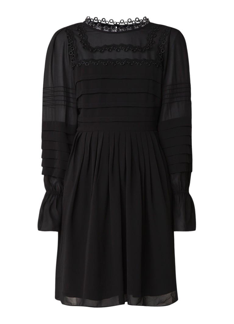 Ted Baker Arrebel midi-jurk van crêpe met plissé detail zwart