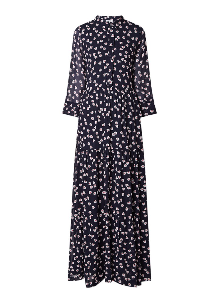 Ganni Maxi-jurk met bloemendessin donkerblauw