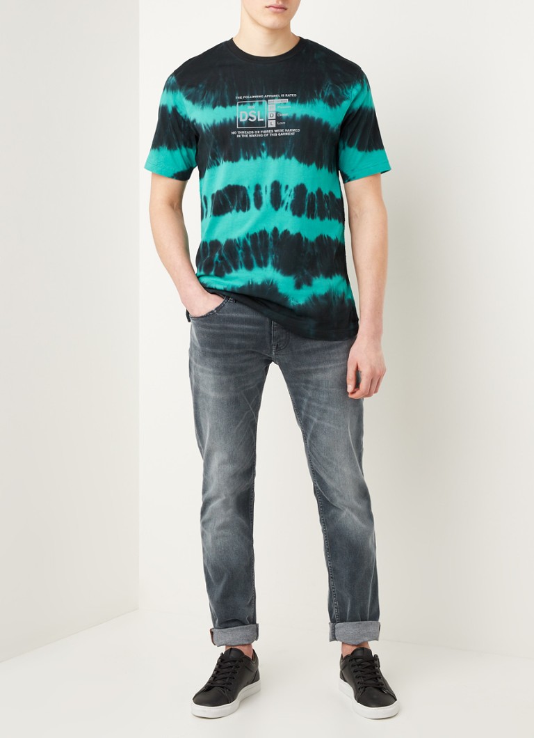 Diesel T-Just T-shirt met tie-dye dessin en frontprint