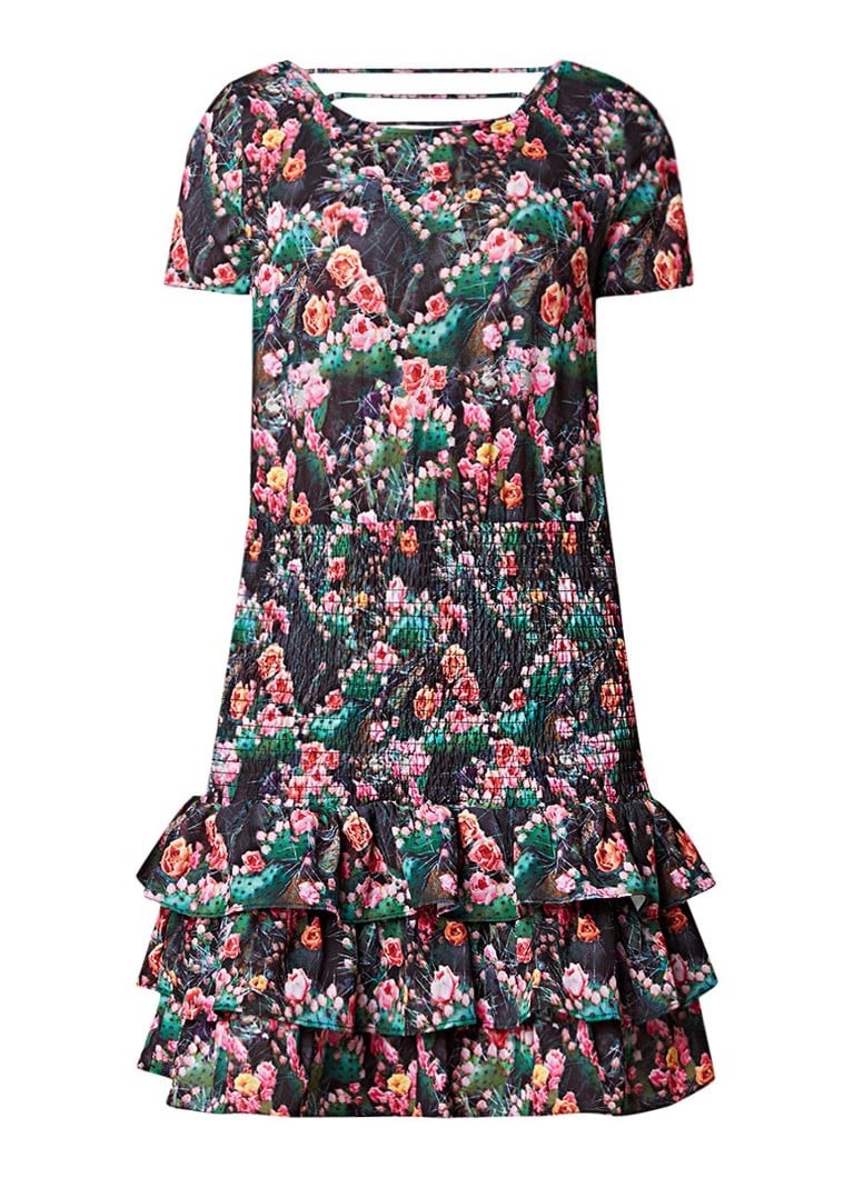 Supertrash Danna mini-jurk met bloemenprint en volant groen