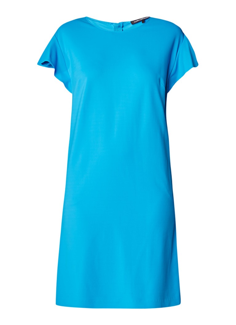 Luisa Cerano Midi-jurk met volantmouw aquablauw