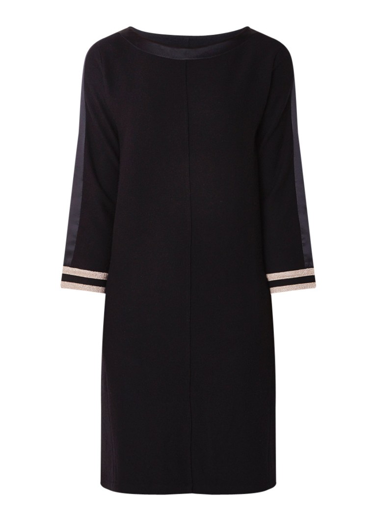 Luisa Cerano Midi-jurk van wol met contrastboord en lurex zwart