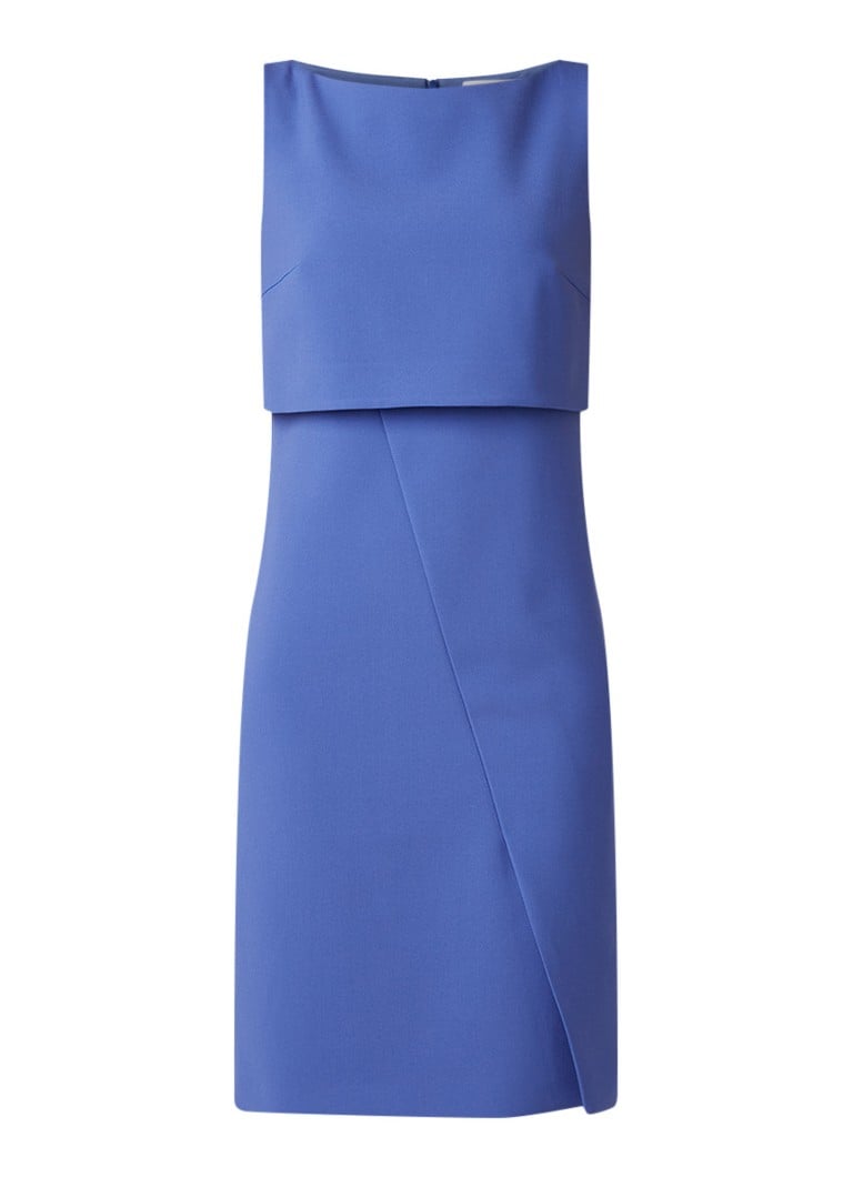 Hugo Boss Dantia kokerjurk met overlay blauw