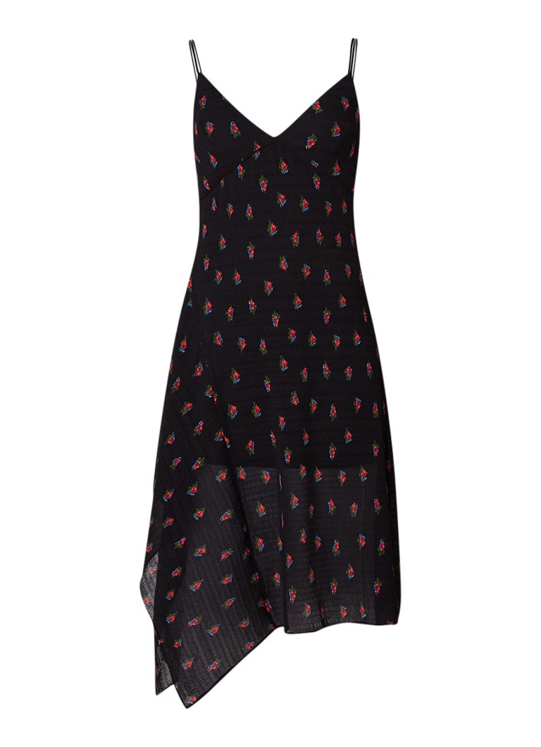 MO&Co. A-lijn jurk van crêpe met bloemendessin zwart