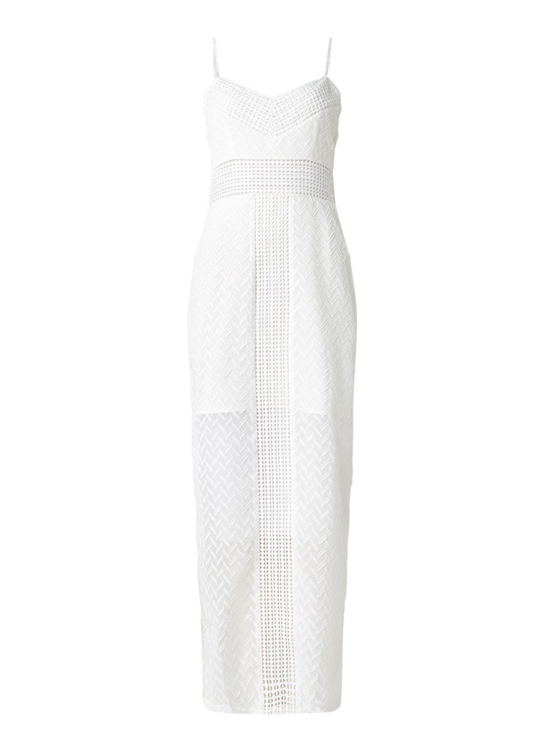 Supertrash Deja maxi-jurk met kant en structuur gebroken wit