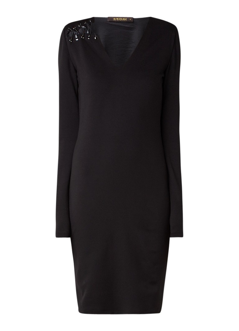 Supertrash Deye midi-jurk met rijgdetail zwart