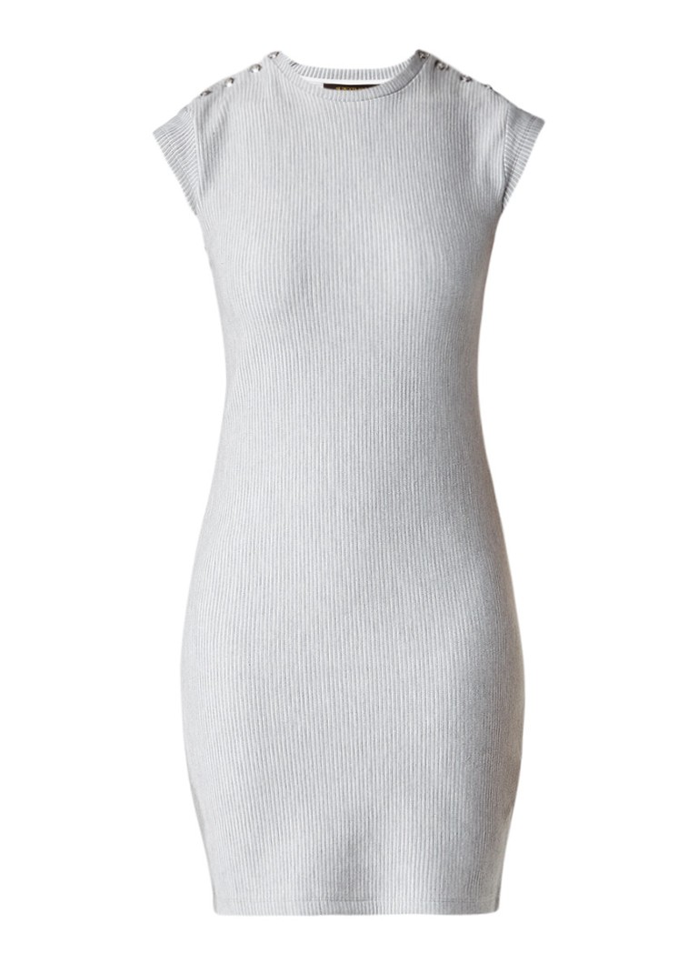 Supertrash Debra strakke jurk met ribstructuur grijs