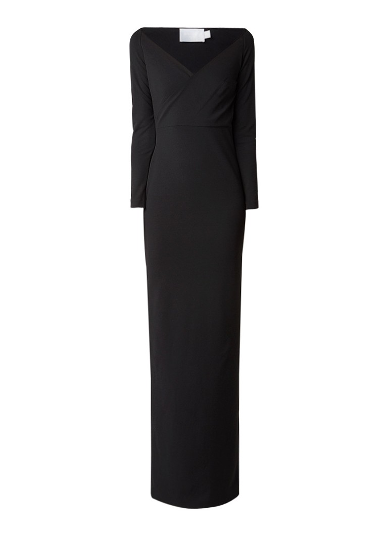 Solace London Victorie maxi jurk met gedrapeerde overslag en split zwart