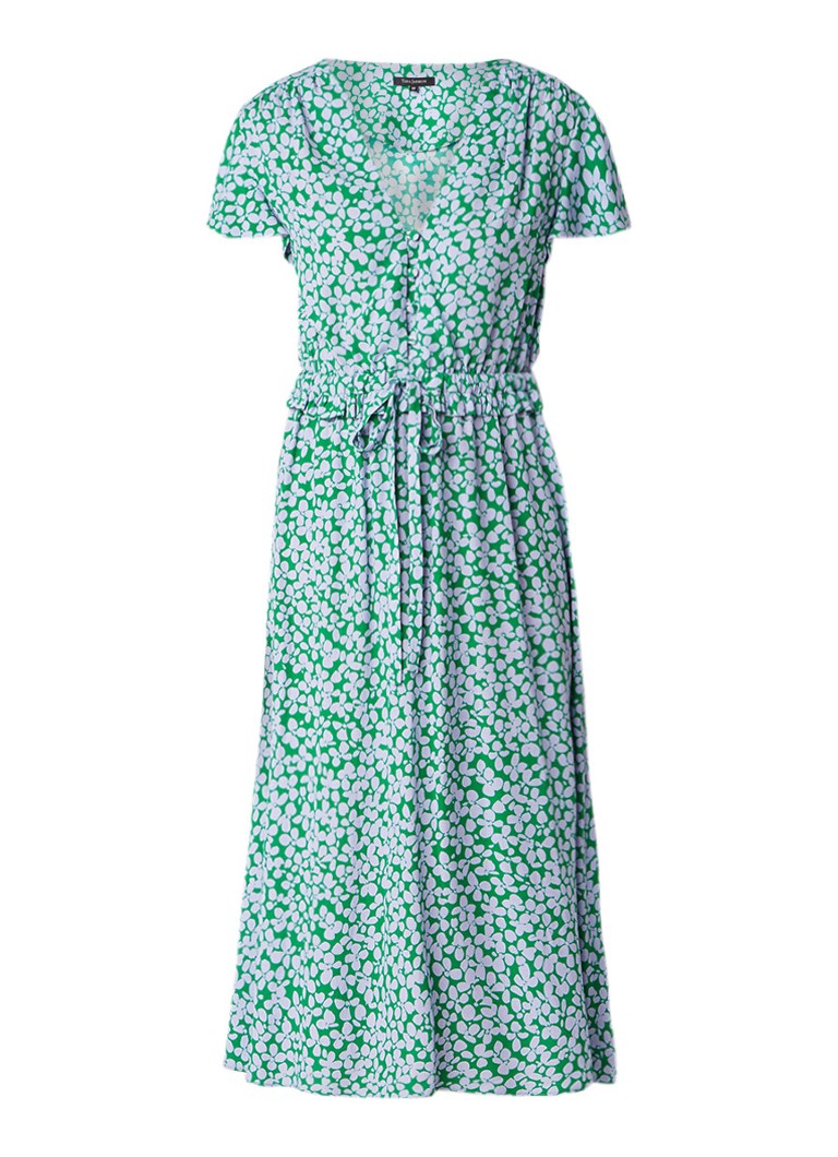 Tara Jarmon Midi-jurk van crêpe met bladdesin groen