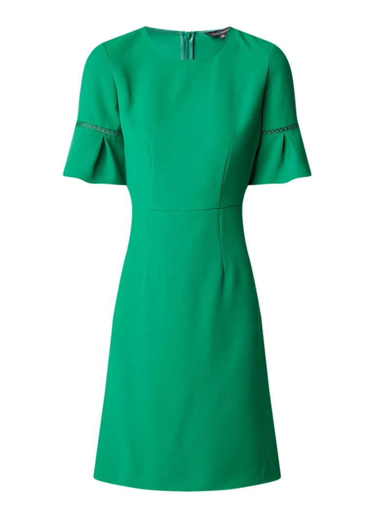 Tara Jarmon A-lijn jurk met klokmouw en broderie groen