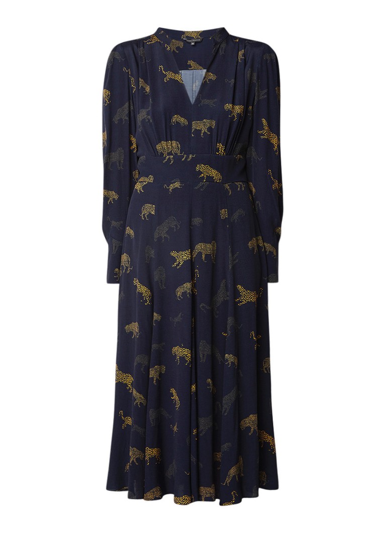 Tara Jarmon Panter A-lijn jurk met luipaarddessin donkerblauw
