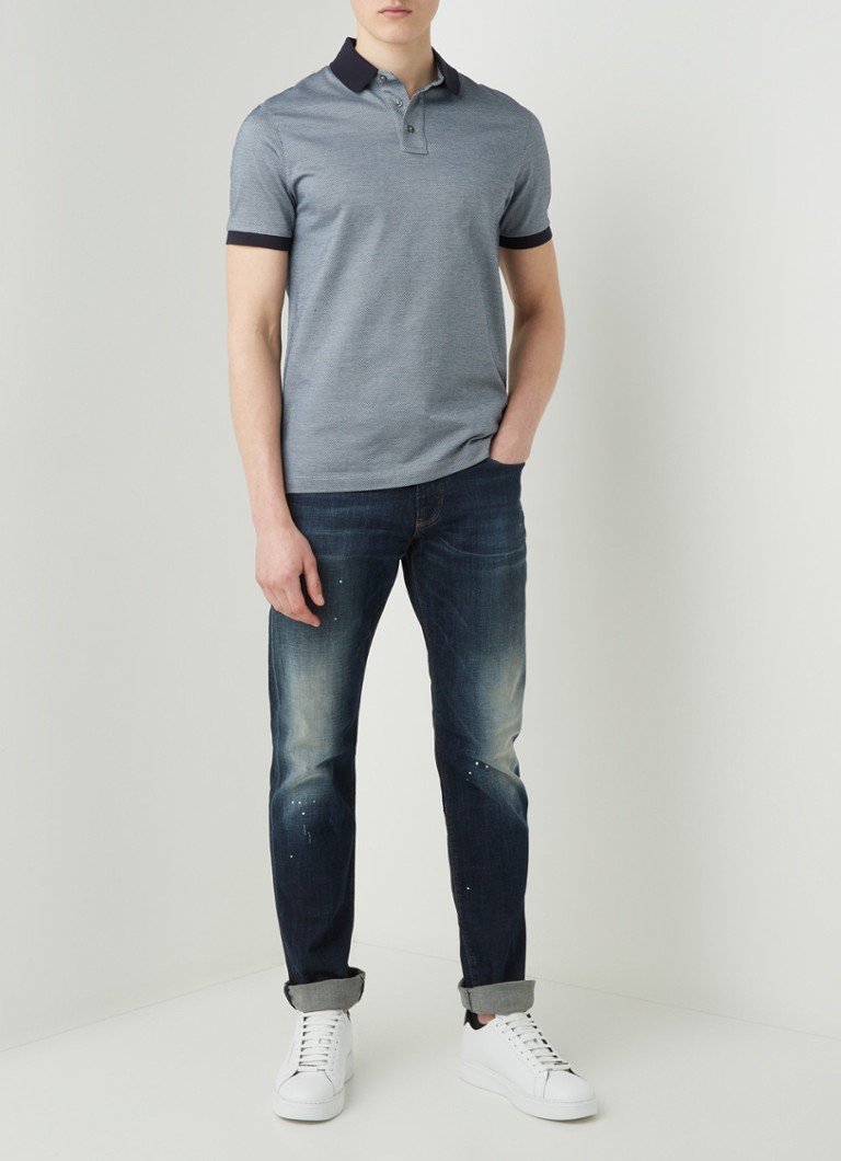 Emporio Armani Slim fit jeans met donkere wassing en verfspetters