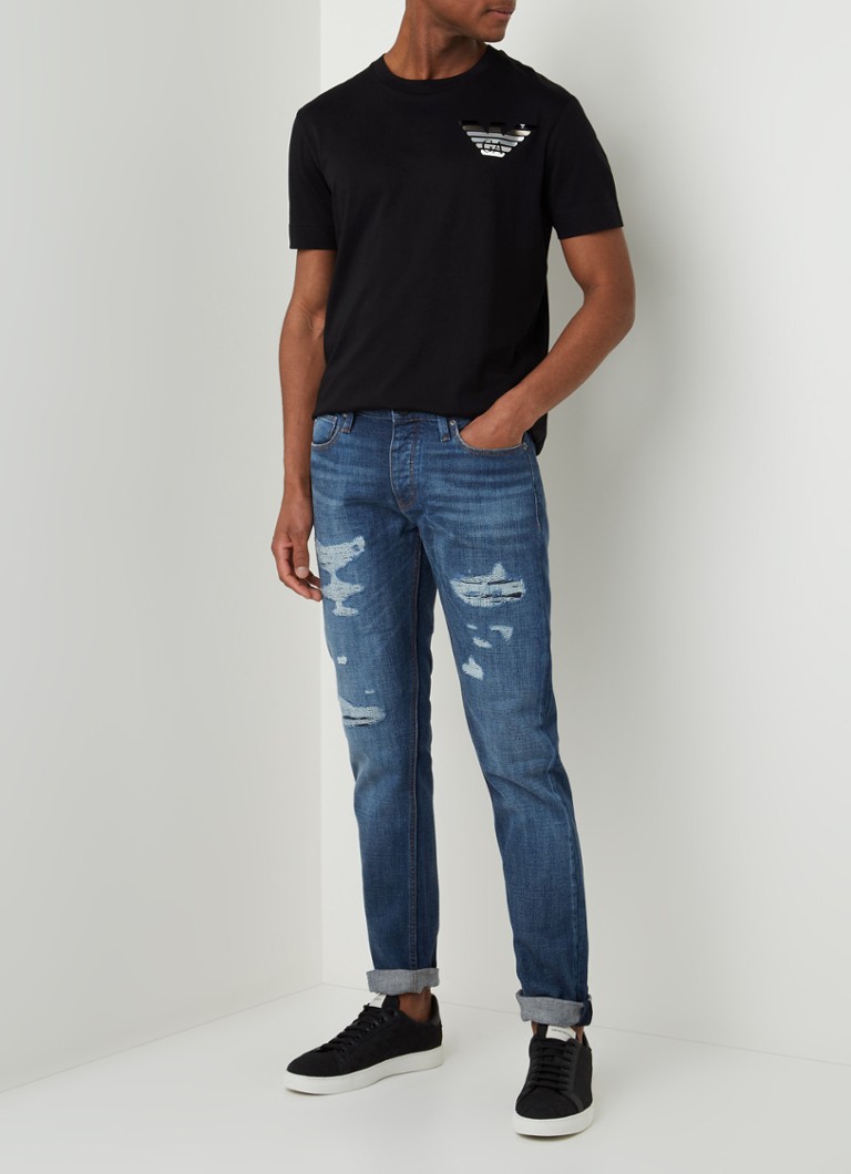 Emporio Armani Tapered fit jeans met ripped details